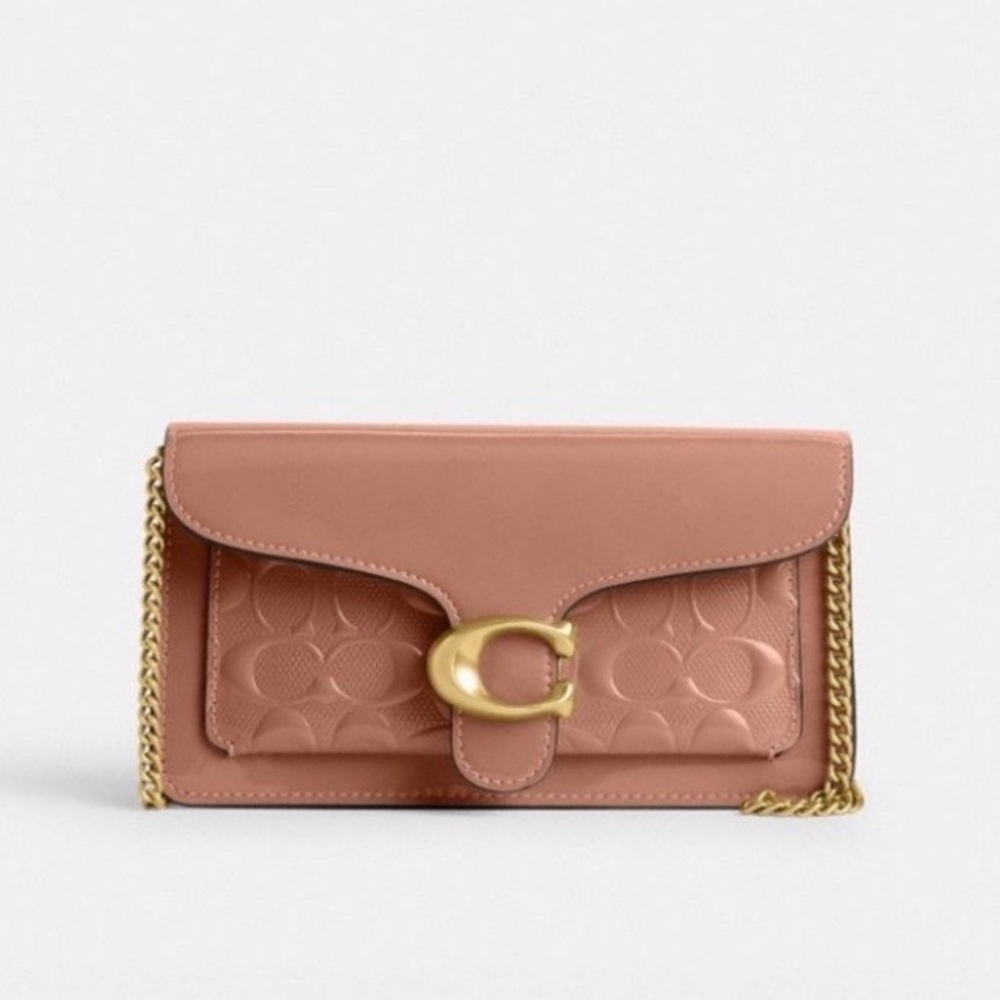Coach Tabby Chain Clutch CP027 NWT Signature Leather Gold Hardware Crossbody